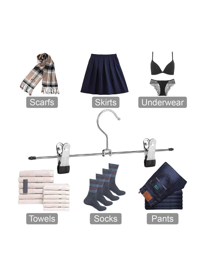 ريد دوت جيفت 25 Pack Pants Hangers ,12 Inch ( 30cm )Trouser Adjustable Metal Pants and Skirt Hangers with Clips Space Saving Hangers for Jeans. - Image 2