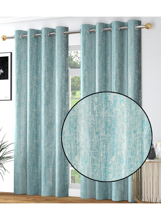 FRESH FROM LOOM Supreme Texture Polyester Curtains for Home 7 Feet Padre| Semi Black Out 80% Room Darkening Screens (Aqua | 2pc Double Weaved Parda | Eyelet Ring | Window & Door Curtain) - Image 1