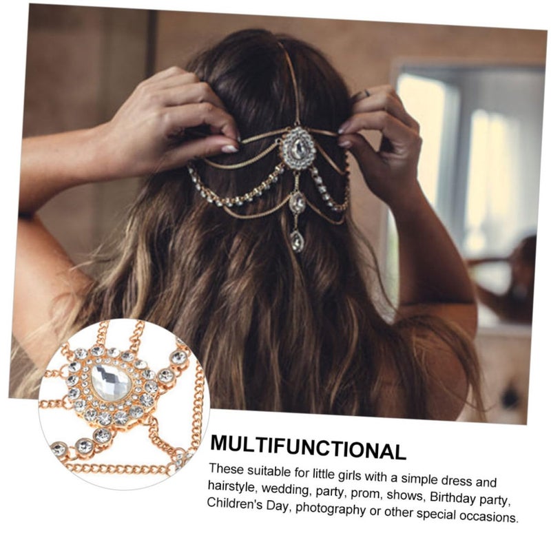 Gold Rhinestone Chain Tassel Headband For Women Wedding Festival Hair Accessories - Image 4