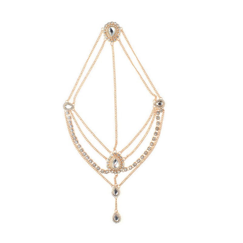 Gold Rhinestone Chain Tassel Headband For Women Wedding Festival Hair Accessories - Image 2
