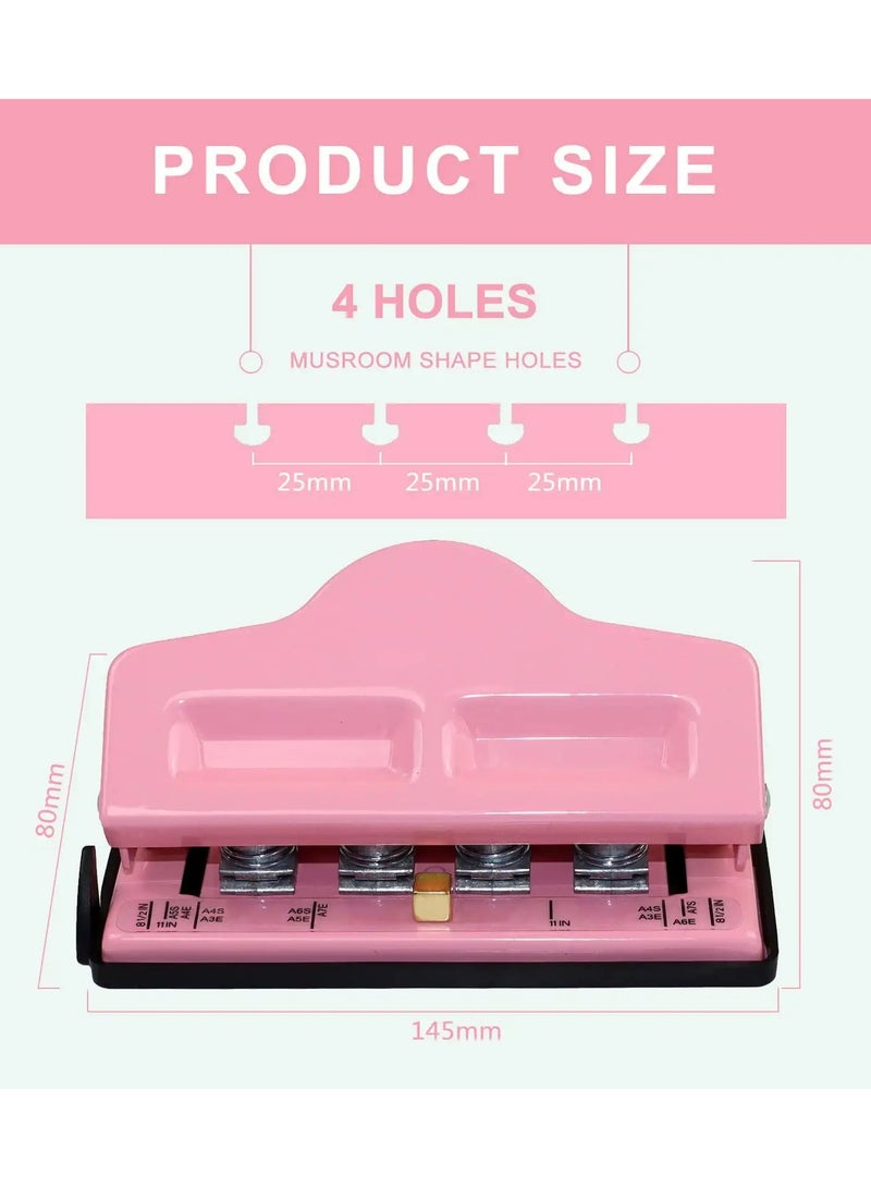 Captaintech Mushroom Discbound Hole Punch, 4 Holes Mushroom Paper Puncher for Disc Bound Planner (Pink) - Image 2