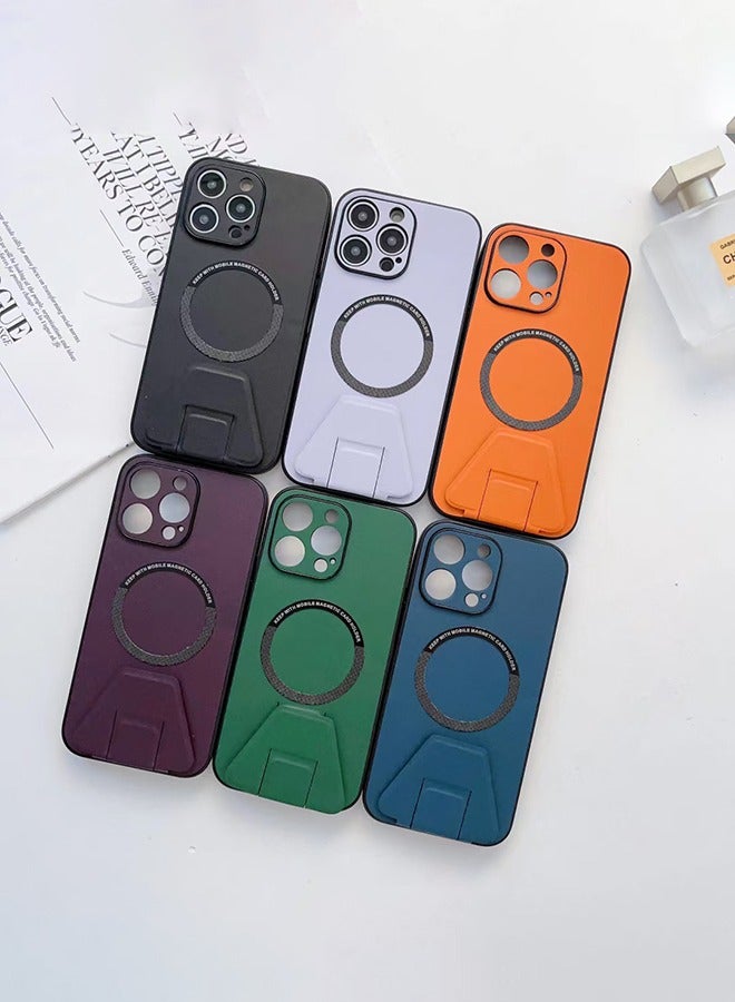 LEEKA حافظة جلدية LEEKA Magsafe للشحن اللاسلكي لهاتف iPhone 14 Plus 13 Mini 12 11 Pro Max XS XR مع حامل حلقي خلفي لهاتف Apple iPhone 14 (برتقالي) - Image 5