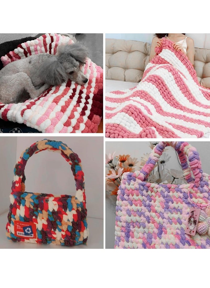 Chunky Wool Yarn 250g × 2, Knitting Wool Yarn Coarse Yarn MultiColored Knitting Yarn for Crochet, 2cm Soft Chunky Yarn for Yarn Projects Making Handmade Bags Hats Blankets Pillow Cushion Cat Bed - Image 1