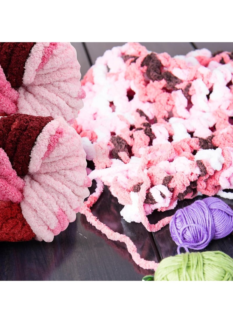 Chunky Wool Yarn 250g × 2, Knitting Wool Yarn Coarse Yarn MultiColored Knitting Yarn for Crochet, 2cm Soft Chunky Yarn for Yarn Projects Making Handmade Bags Hats Blankets Pillow Cushion Cat Bed - Image 2
