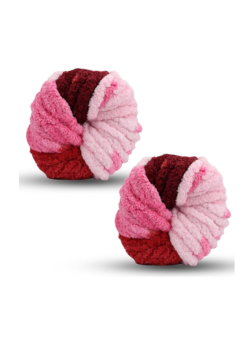 Chunky Wool Yarn 250g × 2, Knitting Wool Yarn Coarse Yarn MultiColored Knitting Yarn for Crochet, 2cm Soft Chunky Yarn for Yarn Projects Making Handmade Bags Hats Blankets Pillow Cushion Cat Bed - Image 3