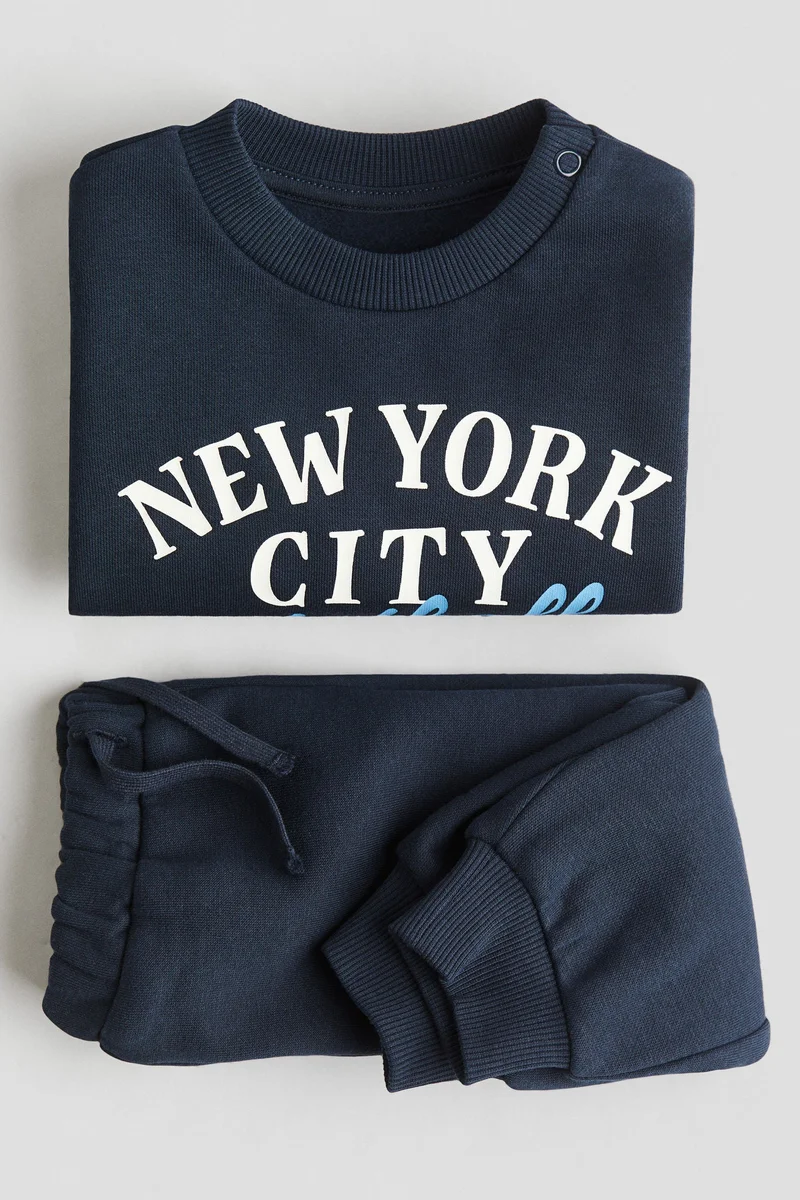 H&M 2-piece printed brushed-inside sweatshirt set