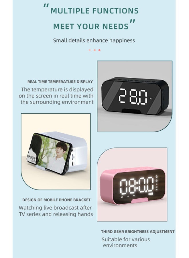 نيوترل مكبر صوت بلوتوث محمول Q5 مزود بفتحة لبطاقة الائتمان، ويتميز بوظائف الإضاءة والساعة والمنبه. يمكنك تشغيل الموسيقى والرد على المكالمات، كما يمكن استخدامه كحامل للهاتف. مثالي للطلاب وموظفي المكاتب وغيرهم. (أبيض) - Image 3