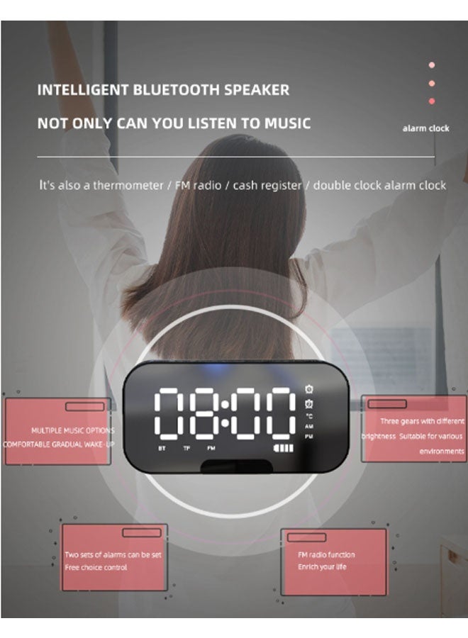 نيوترل مكبر صوت بلوتوث محمول Q5 مزود بفتحة لبطاقة الائتمان، ويتميز بوظائف الإضاءة والساعة والمنبه. يمكنك تشغيل الموسيقى والرد على المكالمات، كما يمكن استخدامه كحامل للهاتف. مثالي للطلاب وموظفي المكاتب وغيرهم. (أبيض) - Image 4