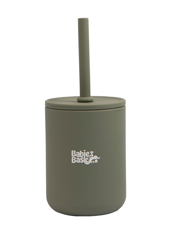 بابيز_بيسك كوب سيليكون للأطفال من المرحلة الثالثة مع شفاطة - أخضر - Image 1
