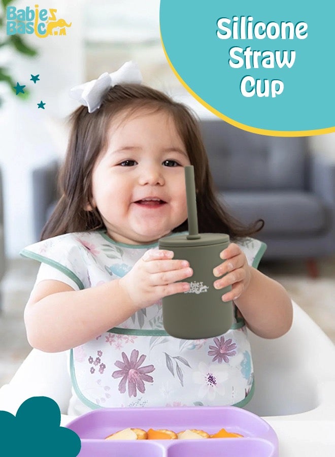 بابيز_بيسك كوب سيليكون للأطفال من المرحلة الثالثة مع شفاطة - أخضر - Image 2