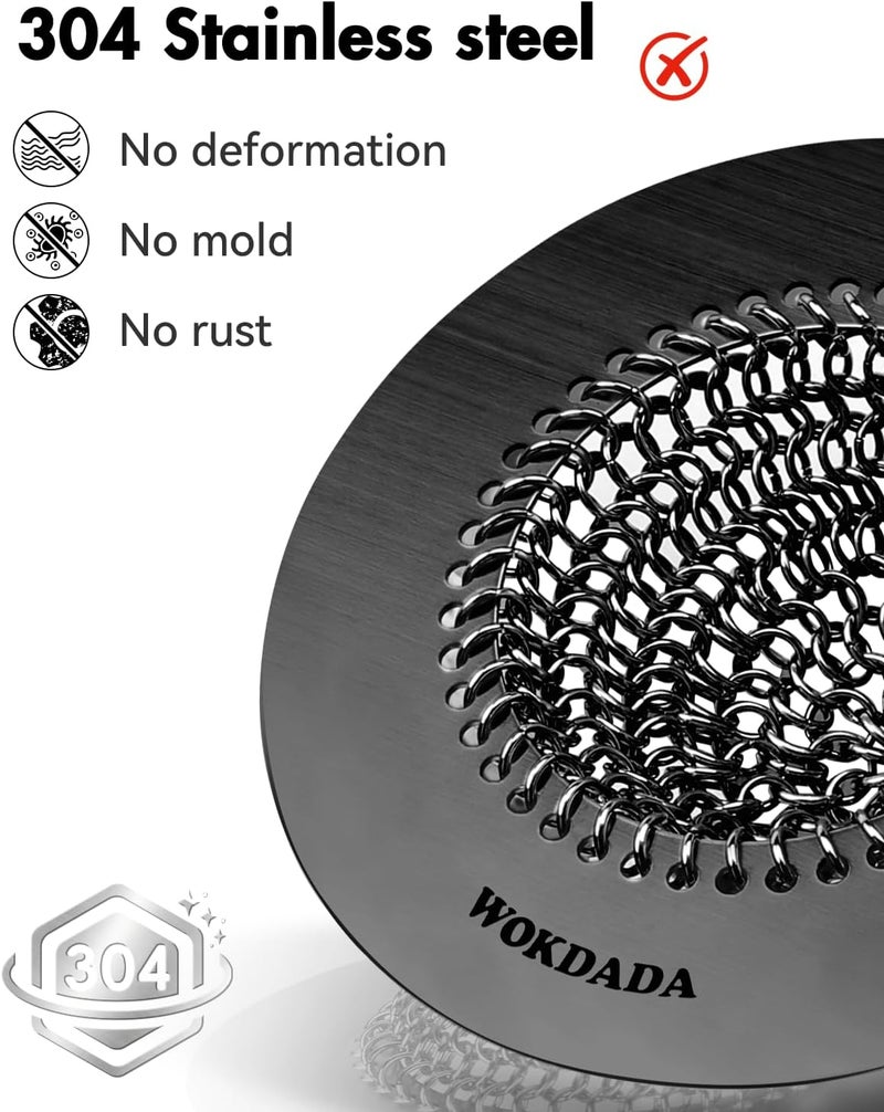 wokdada Black Kitchen Sink Strainer, Flippable Mesh Sink Drain Strainer, 304 Stainless Steel Sink Screen, Easy Clean Large Basket Strainer, Garbage Disposal Cover Fit for Standard Kitchen Drain - Image 2