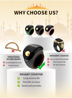 Generic Tasbeeh Ring with OLED Display, Roller Smart Counter with Silicone Finger Ring, Vibration Reminder, Suitable for Prayers and Meditations for Adults and Children  - Image 4