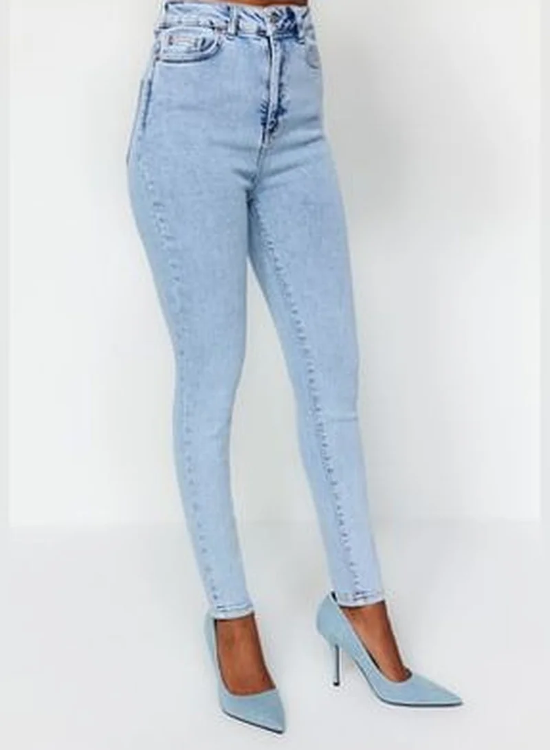 trendyol Light Blue High Waist Skinny Jeans TWOSS23JE00072