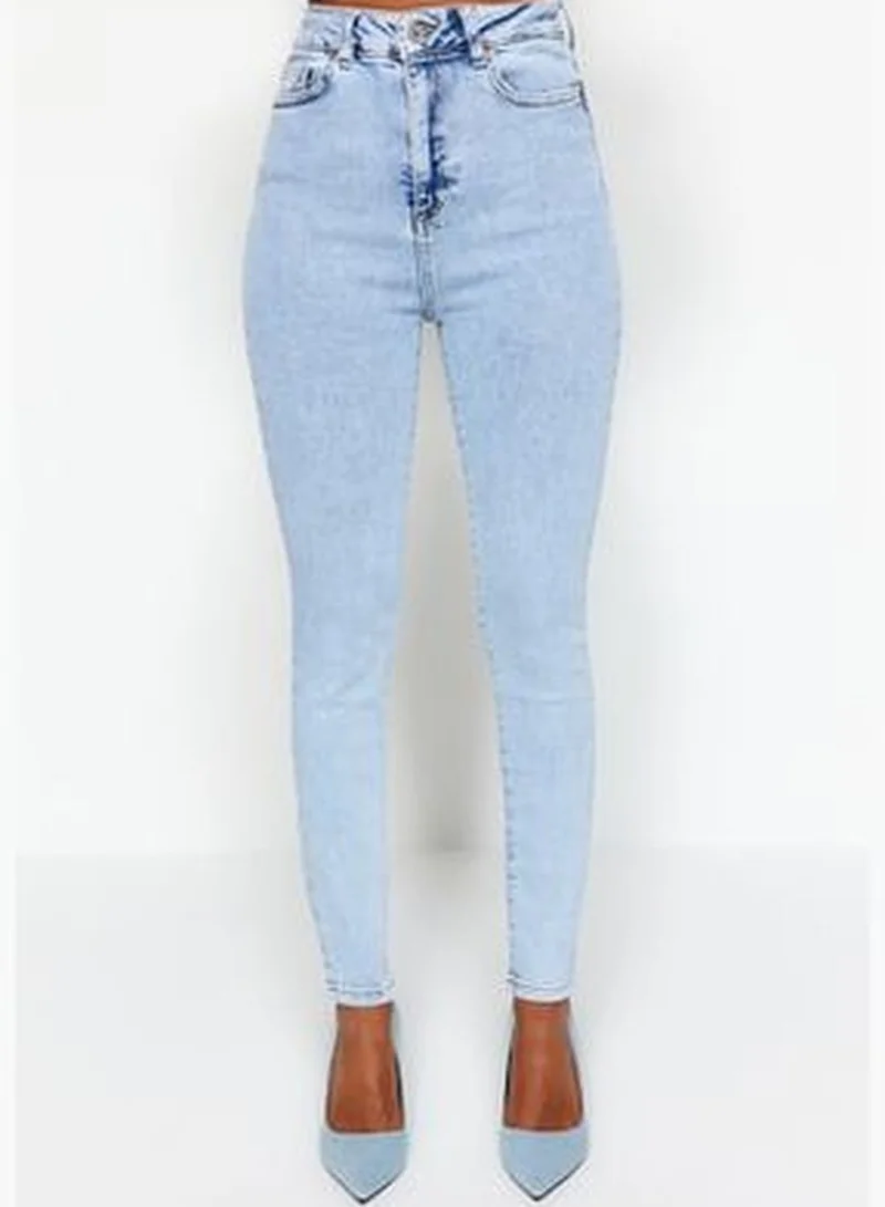 trendyol Light Blue High Waist Skinny Jeans TWOSS23JE00072