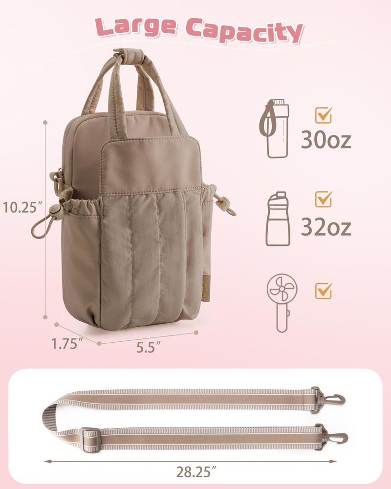 Marscamd Water Bottle Holder Bag with Strap for 32 oz, RFID Crossbody Water Bottle Carrier Bag for Walking, Travel, Gym, Hiking, Camel - Image 5