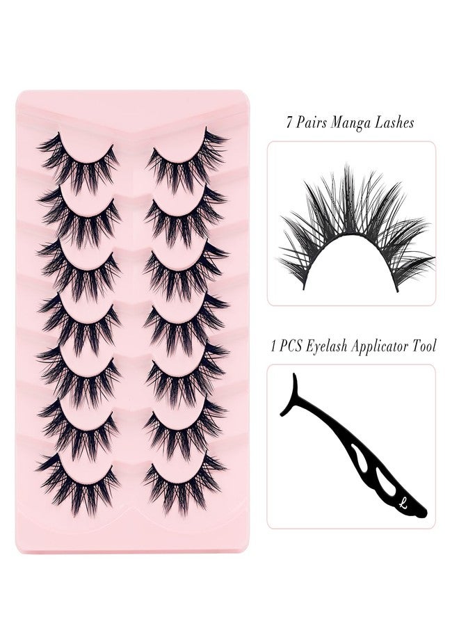 LANKIZ Manga Lashes Natural Look Anime Lashes False Eyelashes Lash Clusters Korean Japanese Makeup Asian Cosplay Fake Eyelashes Mink Wispy Fluffy Cluster Lashes 7 Pairs(Manga-12) - Image 2