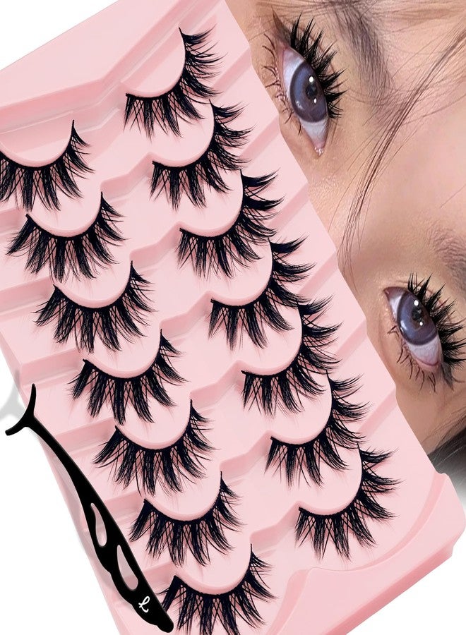 LANKIZ Manga Lashes Natural Look Anime Lashes False Eyelashes Lash Clusters Korean Japanese Makeup Asian Cosplay Fake Eyelashes Mink Wispy Fluffy Cluster Lashes 7 Pairs(Manga-12) - Image 1