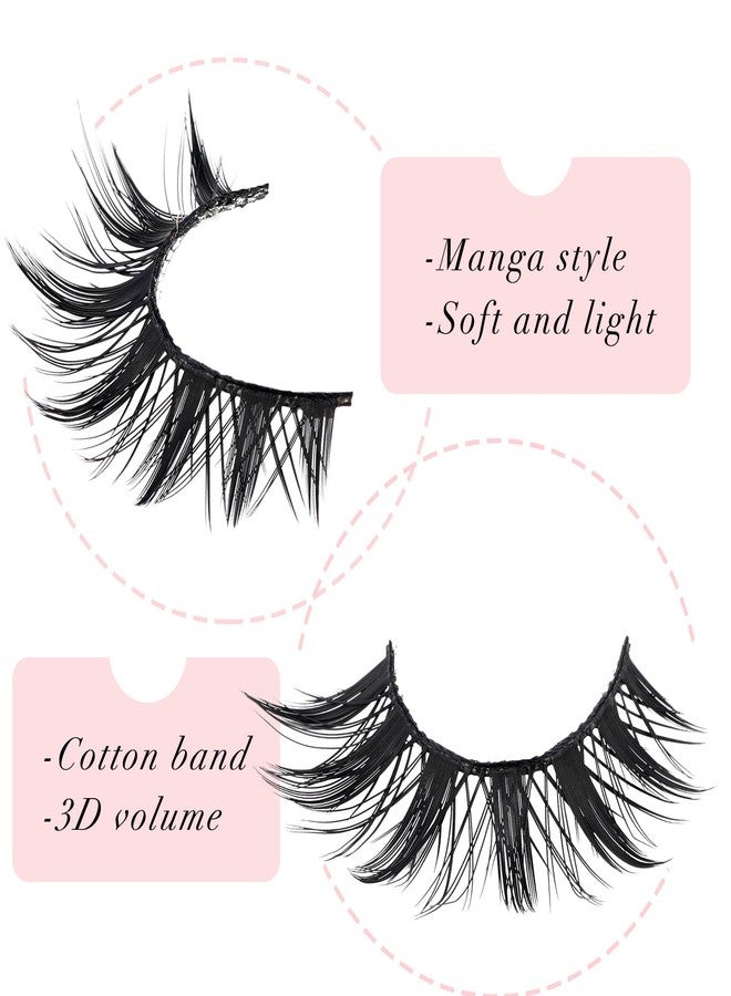 LANKIZ Manga Lashes Natural Look Anime Lashes False Eyelashes Lash Clusters Korean Japanese Makeup Asian Cosplay Fake Eyelashes Mink Wispy Fluffy Cluster Lashes 7 Pairs(Manga-12) - Image 4