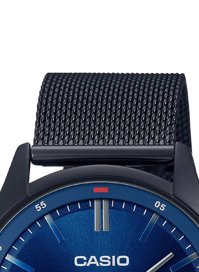 CASIO Men Watch Analog Date Display Blue Dial Stainless Steel Mesh Band Black Ion Plated Case MTP-E710MB-2AVDF - Image 3