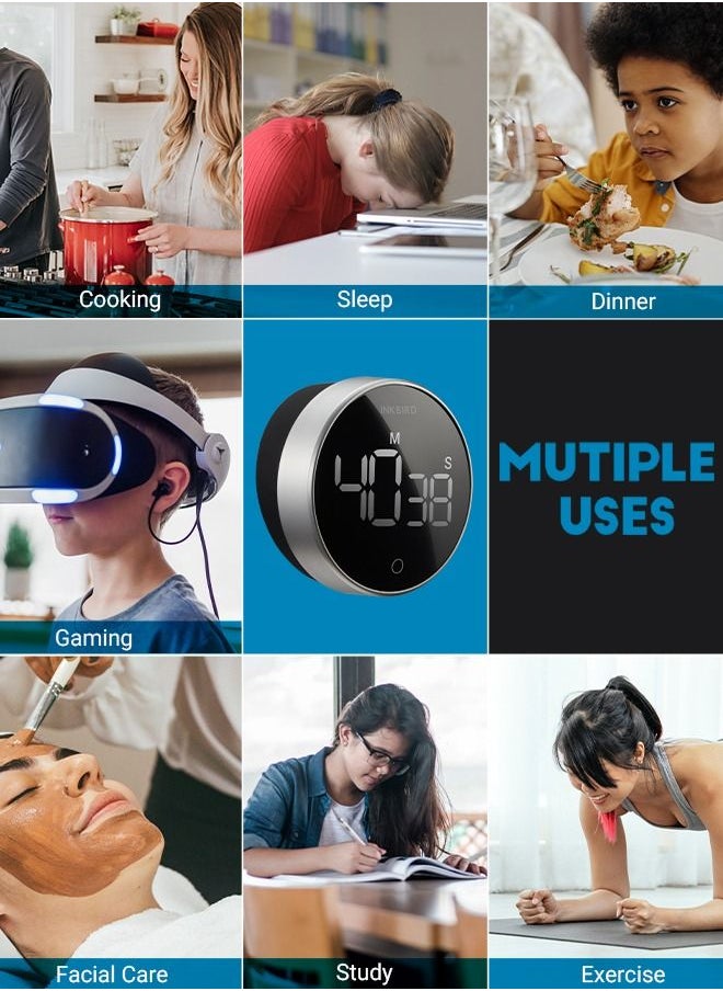 INKBIRD - INKBIRD Digital Kitchen Timer IDT-01 Countdown Timer With Ultra Clear LED Screen Rotate Control Stopwatch Magnetic Back Adjustable Alarm 500mAH Rechargeable Battery Big Digits - Image 1