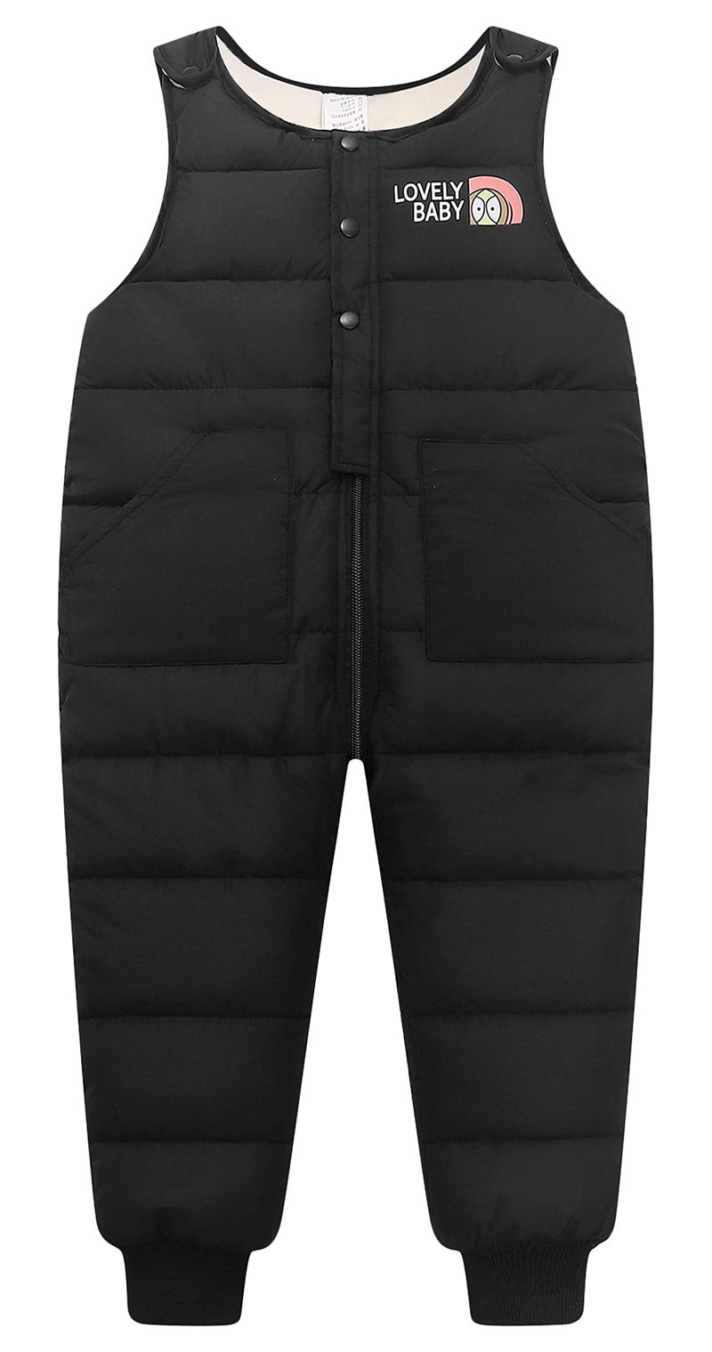 Happy Cherry Baby Puffer Trouser Winter Windproof Snow Pants Padded Lightweight Winter Thick Pants Soft Active Trouser Down Bib Overall for Unisex Boys Girls Black 6-12 Months - Image 1