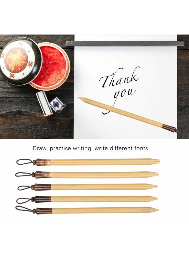 AYNEFY Office Supplies, Manga Calligraphy Vintage Bamboo Drawing Painting Kit School Supplies 5Pcs Dip Pen Handcrafted Office School Supplies Craft Collection (Bamboo Tip Set) - Image 2