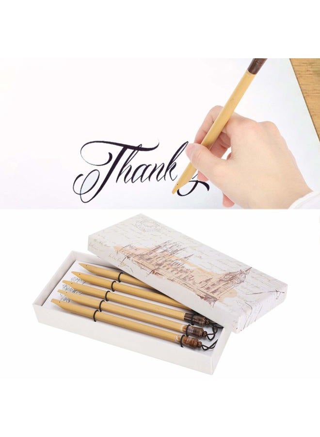AYNEFY Office Supplies, Manga Calligraphy Vintage Bamboo Drawing Painting Kit School Supplies 5Pcs Dip Pen Handcrafted Office School Supplies Craft Collection (Bamboo Tip Set) - Image 1