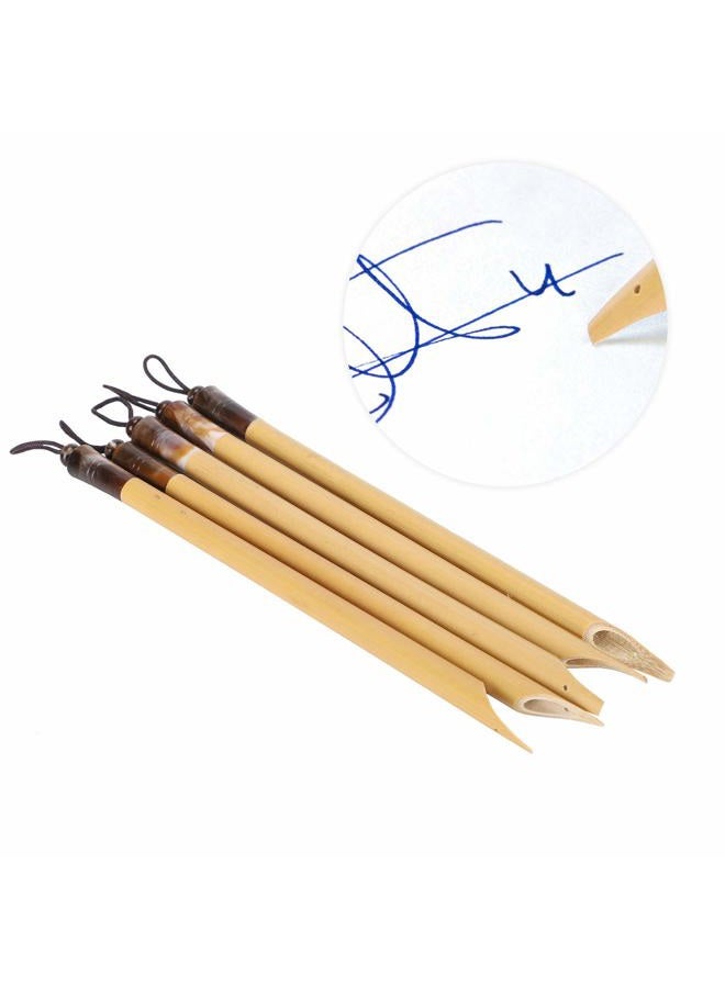 AYNEFY Office Supplies, Manga Calligraphy Vintage Bamboo Drawing Painting Kit School Supplies 5Pcs Dip Pen Handcrafted Office School Supplies Craft Collection (Bamboo Tip Set) - Image 5