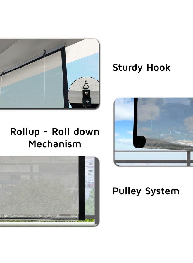 HIPPO Transparent PVC Monsoon Blind for Rain Protection Roll Up Blinds for Balcony, Sun Wind Dust, Premium Waterproof Chick Blind(Transparent, 2FTX7FT) - Image 3