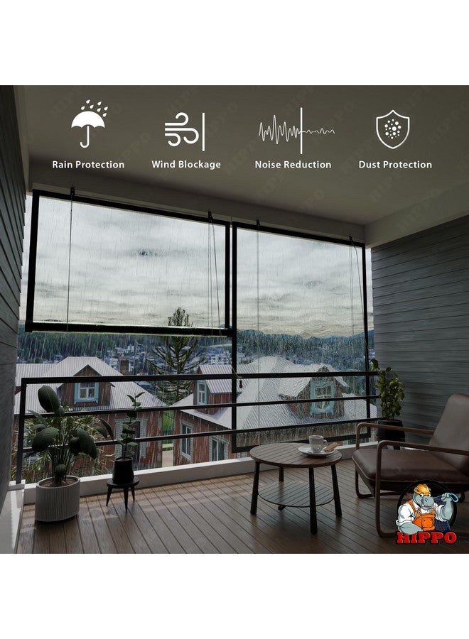 HIPPO Transparent PVC Monsoon Blind for Rain Protection Roll Up Blinds for Balcony, Sun Wind Dust, Premium Waterproof Chick Blind(Transparent, 2FTX7FT) - Image 2