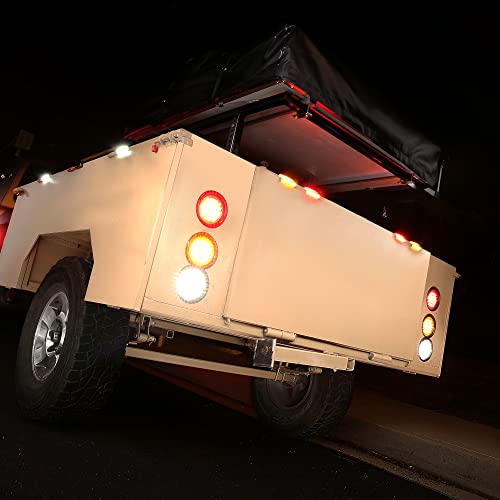 ONLINE LED STORE TRUE MODS 2pc 4" Round Amber 24 LED Trailer Tail Lights [DOT FMVSS 108] [SAE I6] [Grommet & Plug] [IP67 Waterproof] Park Turn Boat Horse Trailer Lights for RV Semi Truck Flatbed Camper - Image 4
