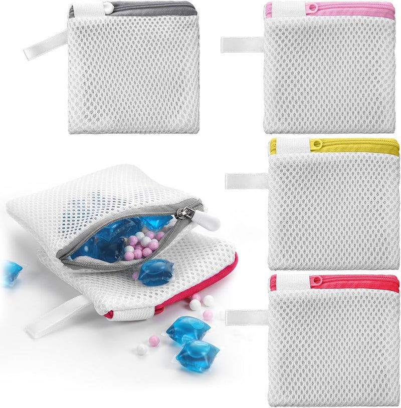 SYOSI 4 Pcs Laundry Pod Holder Bags, Zippered Wash Bag for Detergent Pods and Scent Beads, Anti-Sticking Laundry Bag for Washing Machine, Dissolve Faster Pod Container, Laundry Organizer Accessories - Image 1