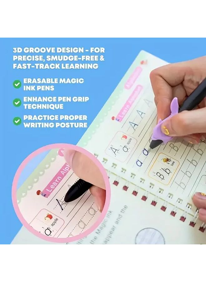 Pen Controlled Calligraphy Practice Set With Grooved Reusable Alphabet Book - Image 4