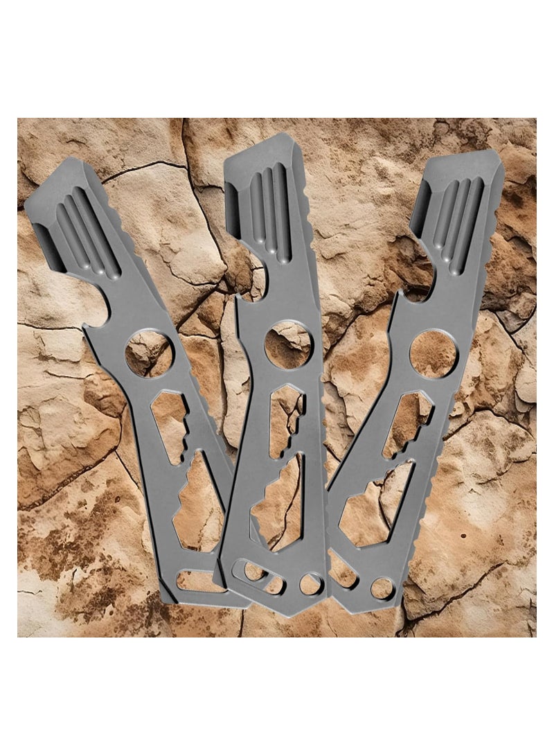 SYOSI Mini EDC Pry Bar - Small Keychain Prybar Multitool for everyday carry, 4 in 1 Stainless Steel Edc Gadgets Multi Tools. Keychain Bottle Opener, Gray Multi Tool (Small EDC Pry Bar Silver)  - Image 5