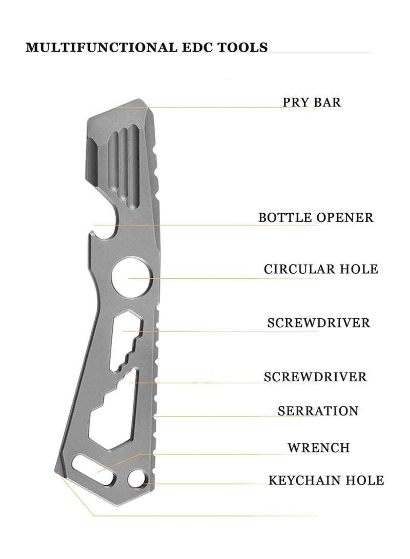 Mini EDC Pry Bar - Small Keychain Prybar Multitool for everyday carry, 4 in 1 Stainless Steel Edc Gadgets Multi Tools. Keychain Bottle Opener, Gray Multi Tool (Small EDC Pry Bar Silver)
