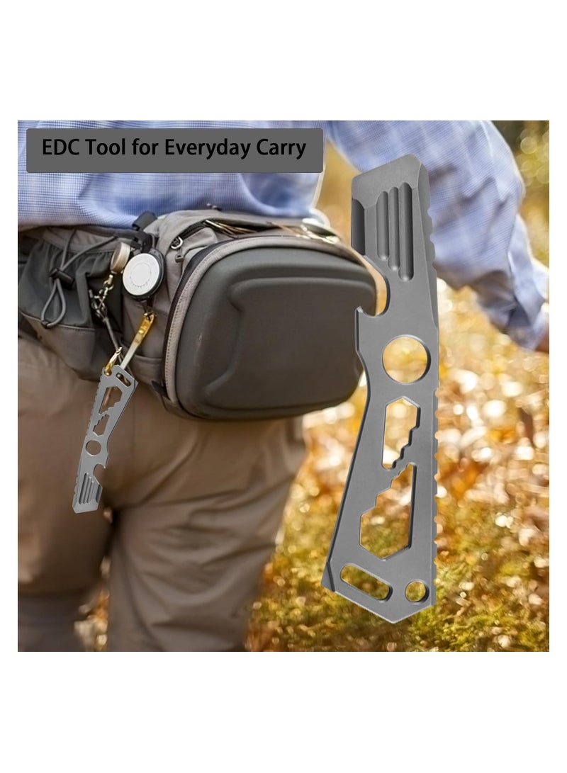 SYOSI Mini EDC Pry Bar - Small Keychain Prybar Multitool for everyday carry, 4 in 1 Stainless Steel Edc Gadgets Multi Tools. Keychain Bottle Opener, Gray Multi Tool (Small EDC Pry Bar Silver)  - Image 4