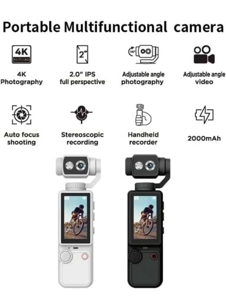 ELTRAZONE Q8 4K Ultra HD Pocket Vlog Camera – 1-Inch Sensor, 3-Axis Gimbal Stabilizer, 32GB Memory Card Included, Portable Mini Camera for Vlogging & Travel, Black - Image 3