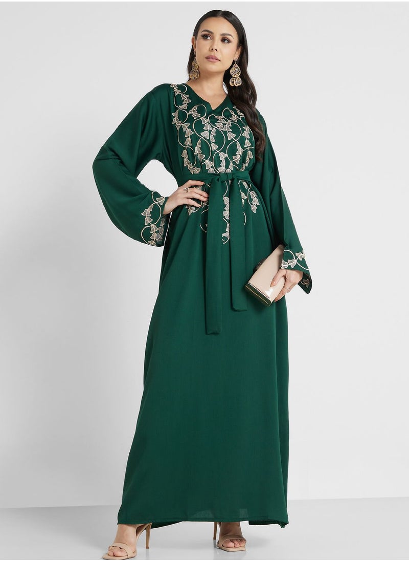hayas closet - Embroidered Belted Jalabiya - Image 1