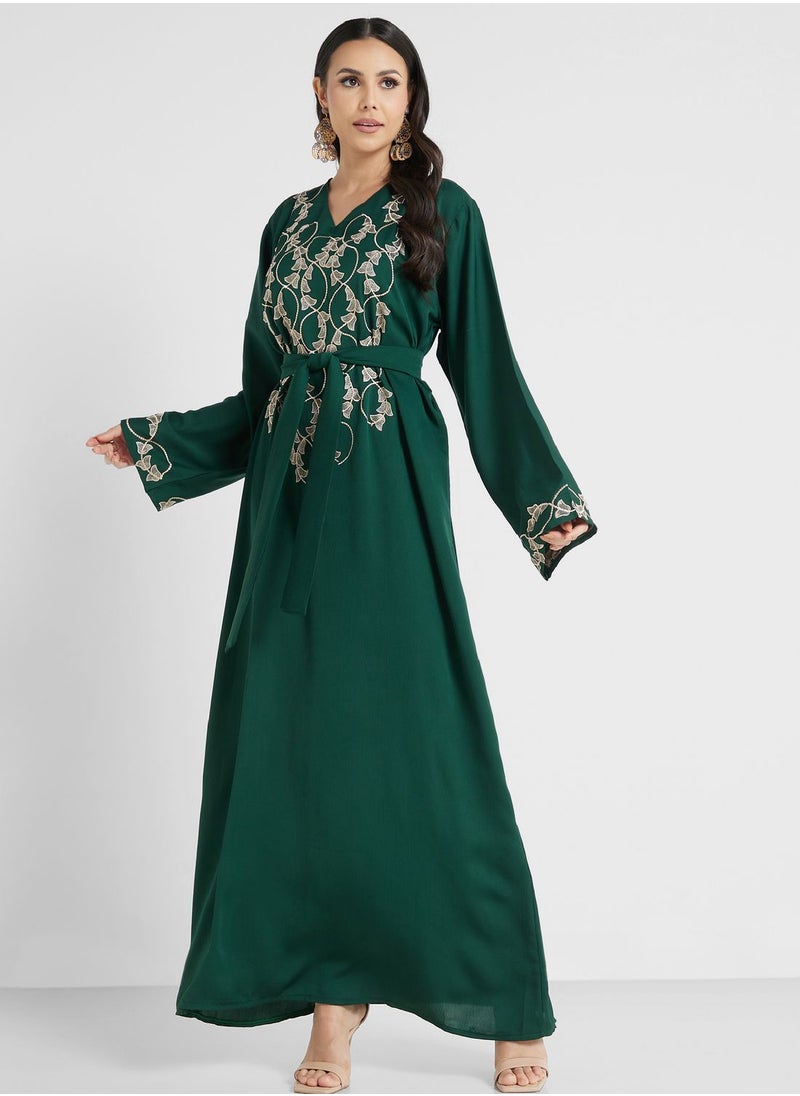 hayas closet - Embroidered Belted Jalabiya - Image 1