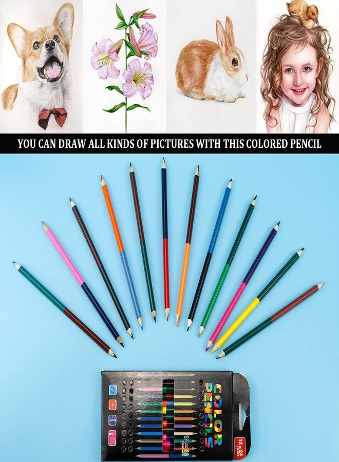 YOLUFER 24 Pieces Color Pencils 24Colors Double-ended Erasable Pencils Pre-sharpened Art Pencils for Drawing Checking Map Coloring Tests Grading - Image 4
