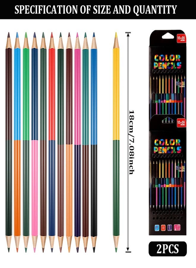 YOLUFER 24 Pieces Color Pencils 24Colors Double-ended Erasable Pencils Pre-sharpened Art Pencils for Drawing Checking Map Coloring Tests Grading - Image 2