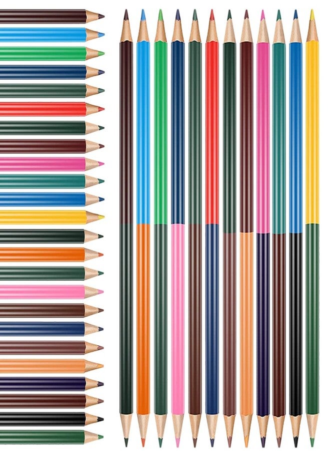 YOLUFER 24 Pieces Color Pencils 24Colors Double-ended Erasable Pencils Pre-sharpened Art Pencils for Drawing Checking Map Coloring Tests Grading - Image 1