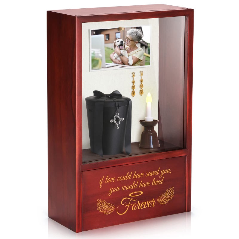 TJMOREE Dog Memorial Gifts Dog Urns for Ashes Display Case Pet Sympathy Gifts Shadow Box If Love Could Have Saved You You Would Have Lived Forever Angel Wings