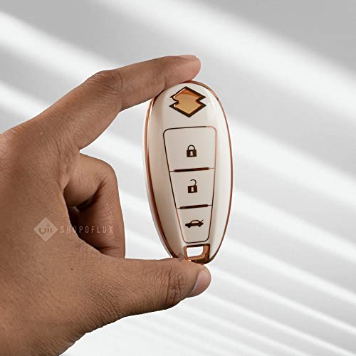 Shopoflux® TPU Key Cover Compatible with Baleno, Breeza, S Cross, Ciaz, Swift 3 Button Smart Key (White) - Image 4