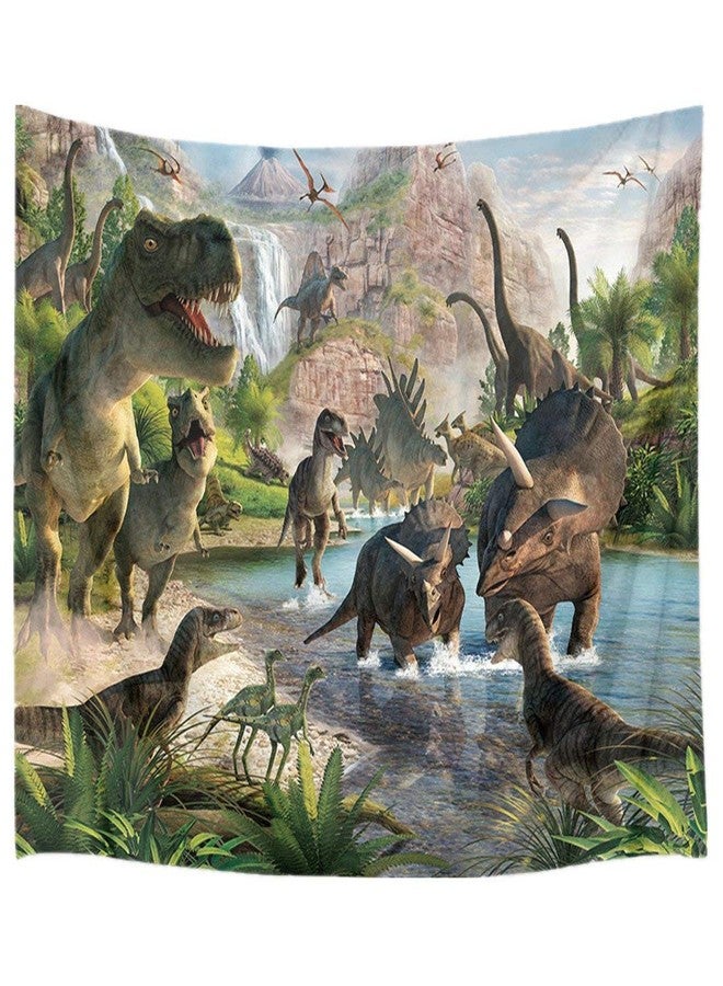 HVEST Dinosaur Tapestry Wild Ancient Predator Animal Tapestry Wall Hanging Tropical Forest with Green Trees and Mountain Wall Art for Living Room Bedroom Dorm Party Wall Decor,60Wx40H inches - Image 1