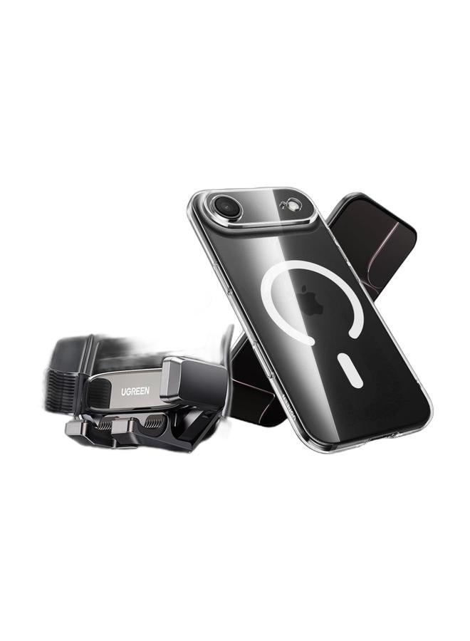 Ugreen Magnetic Case & Swing-Arm Air Vent Car Mount Set for iPhone 17 Air - Ultra-Clear Military-Grade Shockproof Protective Cover with Auto-Lock Gravity Linkage Stable Holder for Hands-Free Safe Navigation - Image 1