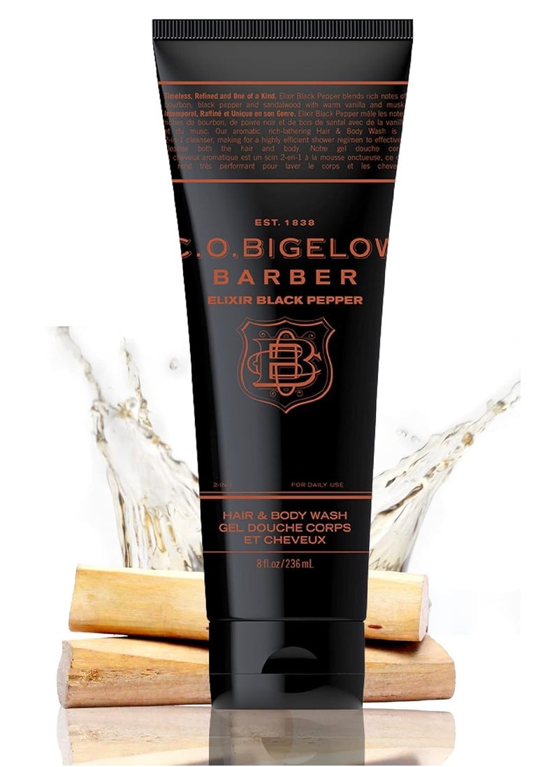 C. O. Bigelow - C.O. Bigelow Elixir Black Pepper No. 1609 Bourbon & Sandalwood Moisturizing Shampoo and Body Wash for Men, 8 fl oz - Image 1