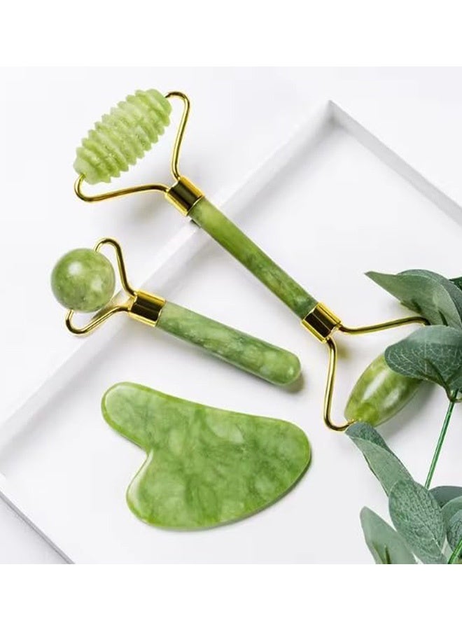 مجموعة أدوات غوا شا للوجه وأسطوانة اليشم - أدوات مضادة للشيخوخة لتصريف اللمف والانتفاخ والتجاعيد والاسترخاء - أداة للعناية بالبشرة للوجه والرقبة - Image 3