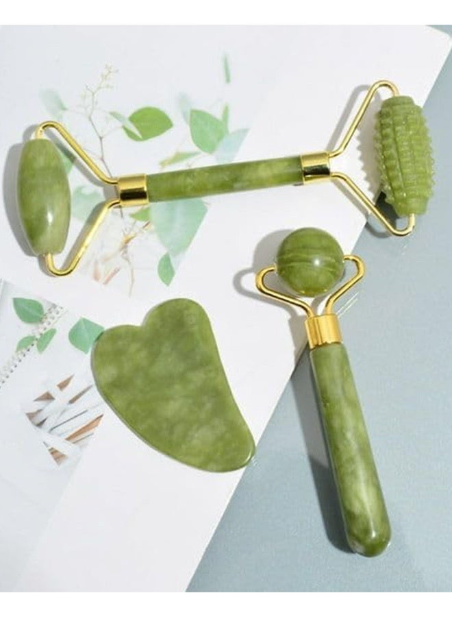 مجموعة أدوات غوا شا للوجه وأسطوانة اليشم - أدوات مضادة للشيخوخة لتصريف اللمف والانتفاخ والتجاعيد والاسترخاء - أداة للعناية بالبشرة للوجه والرقبة - Image 4