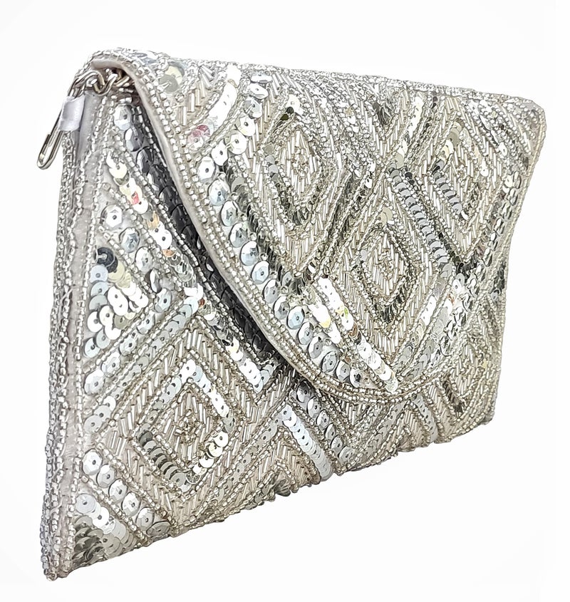 DUCHESS Women's Hand Embroidered Envelope Clutch -Bridal Ethnic Traditional Casual Purse/Clutch/Handbag (23 L x 2.5 W x 13H cm) - Image 3